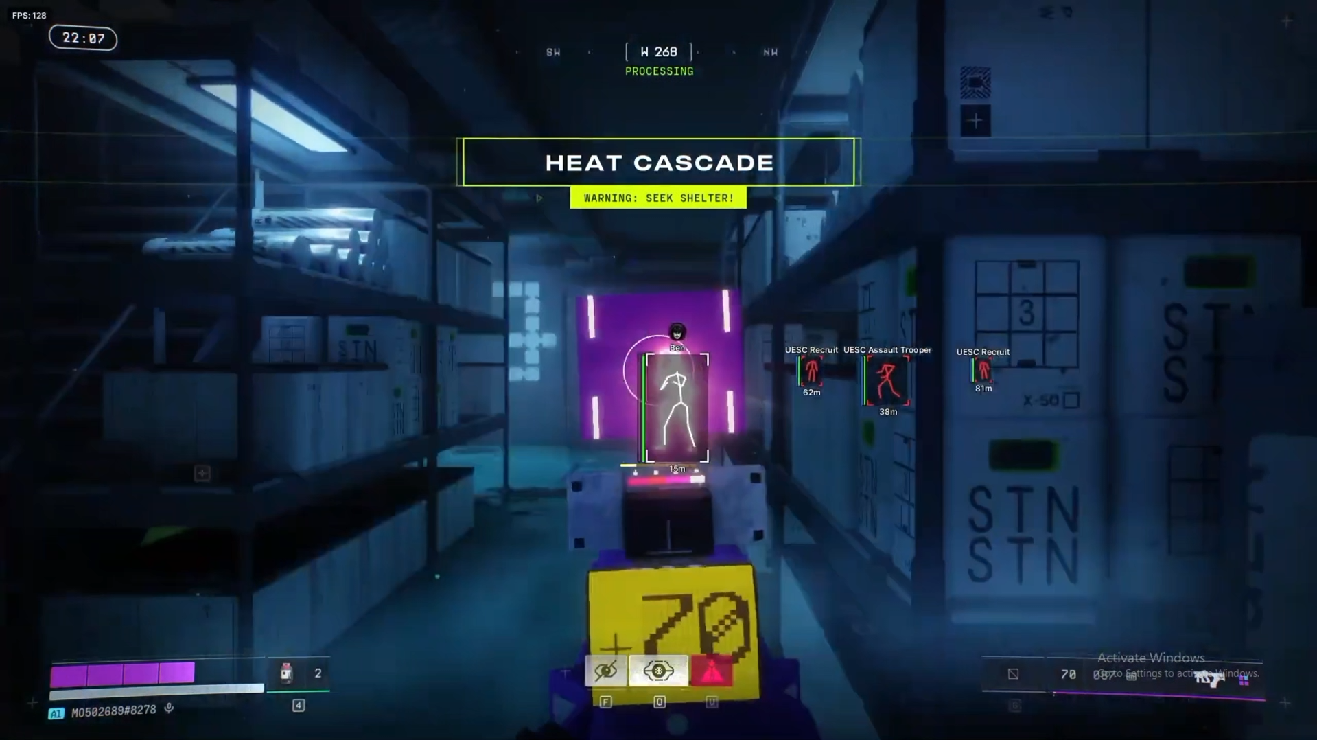 Marathon skeleton ESP on hostiles during a Heat Cascade